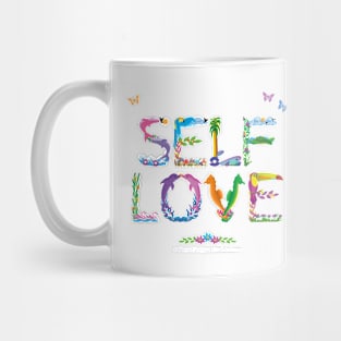 SELF LOVE - tropical word art Mug